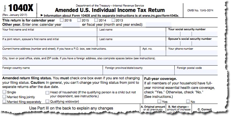 form 1040x amended tax return instructions